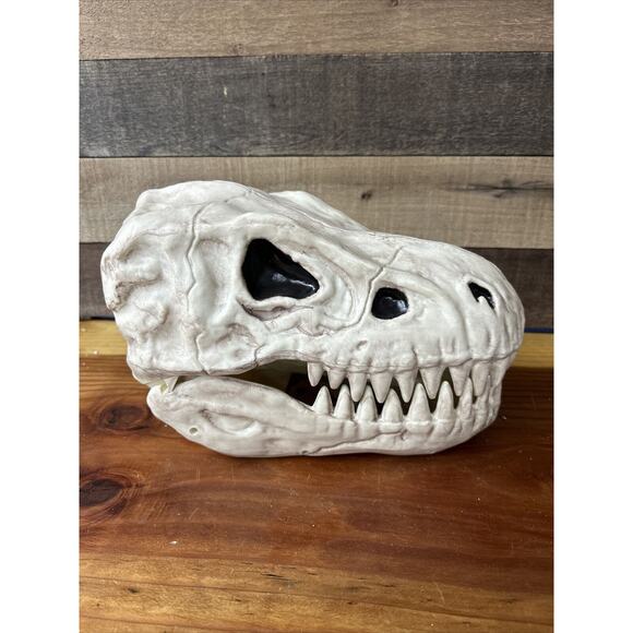 T Rex Skull Candy Bowl Seasons USA Halloween Prop Decor Dinosaur 12” Long - Picture 7 of 8